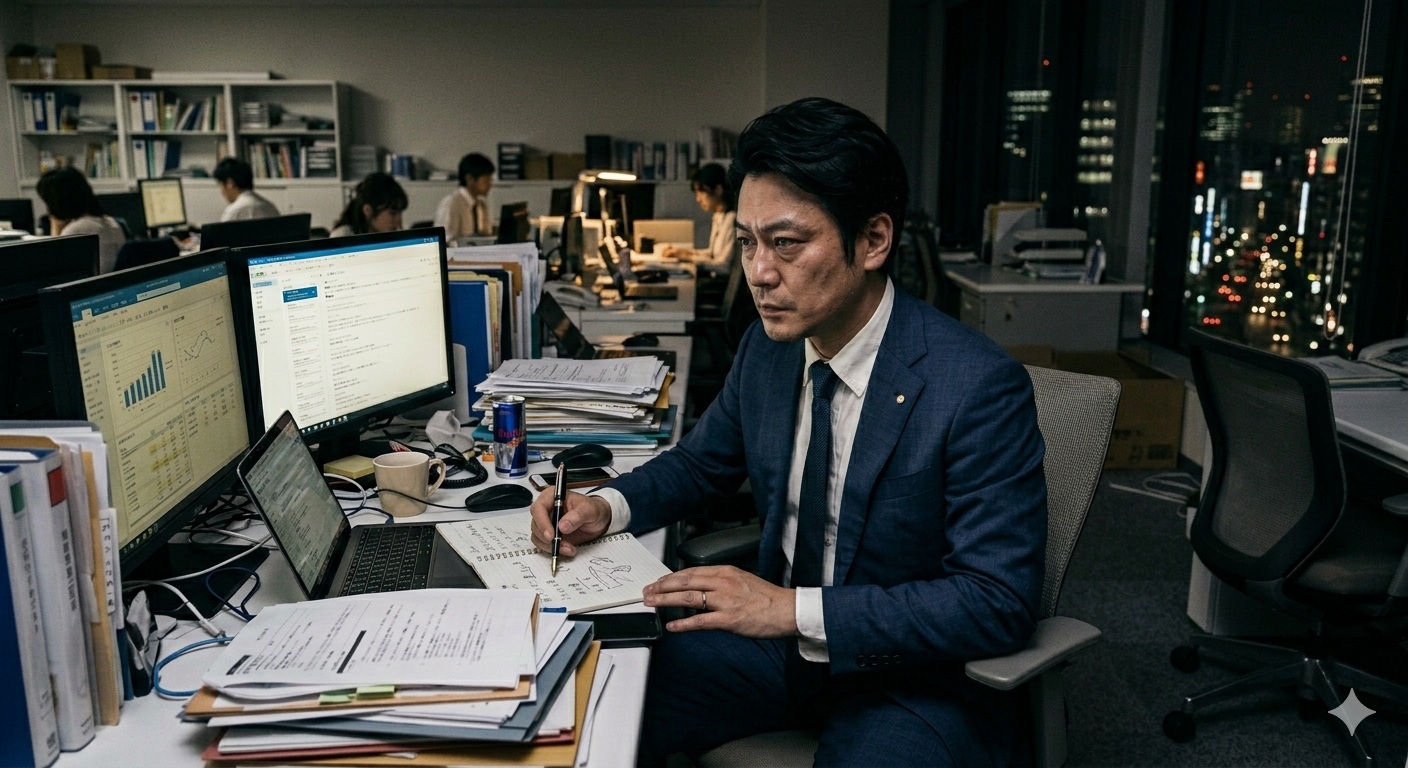 オフィスで働く管理職の男性
