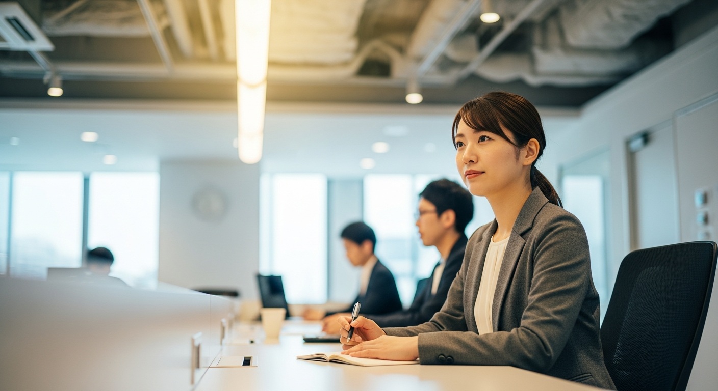 オフィスで研修を受ける女性