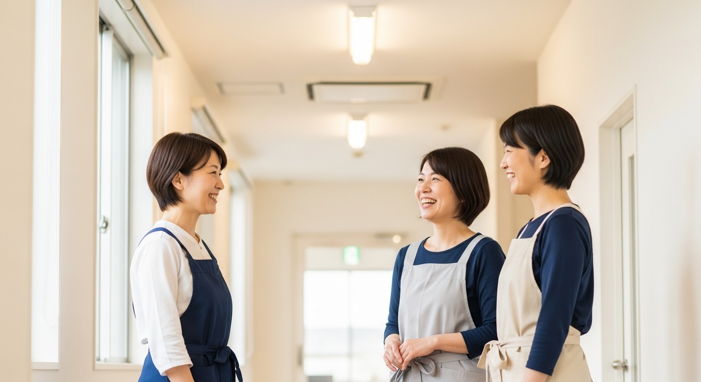 明るく挨拶する女性