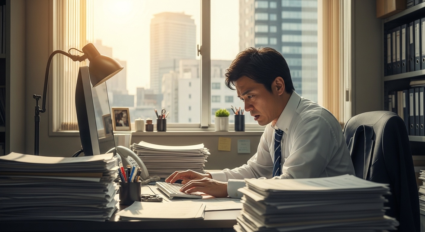 疲れた表情の上司
