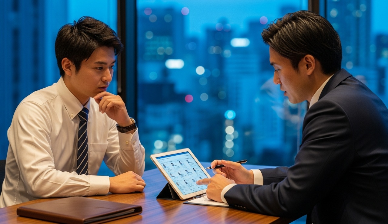 相談する男性会社員