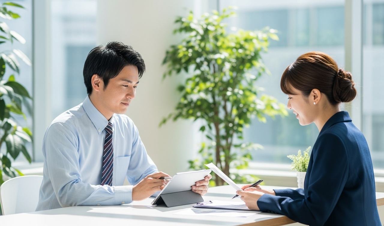 転職エージェントで相談する男性