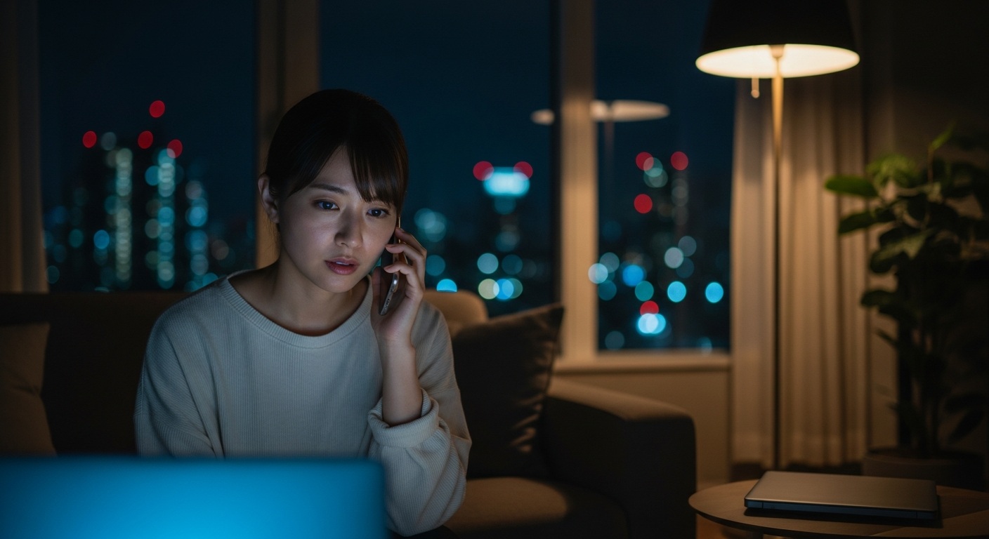 電話で話している女性