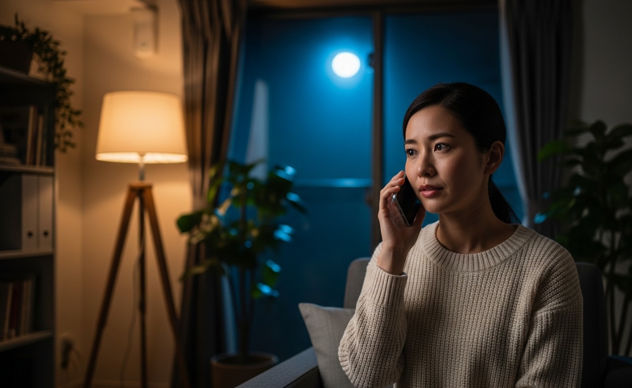 電話相談する女性